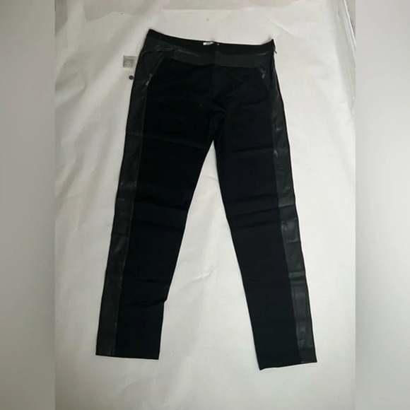 Alberto Makali NWT Side Eco Leather Details Black Pants Pull On Straight Leg 16 - Picture 1 of 8
